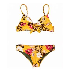 Agua Bendita Clementine Bikini Set | Floral Yellow | Size M